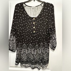 Como Blu, Tunic Blouse, Black/White, Women’s, 2X